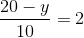\dfrac{20-y}{10}=2