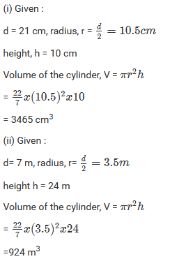 Mensuration III (Surface Area and Volume of a Right Circular Cylinder) Exercise 22.2