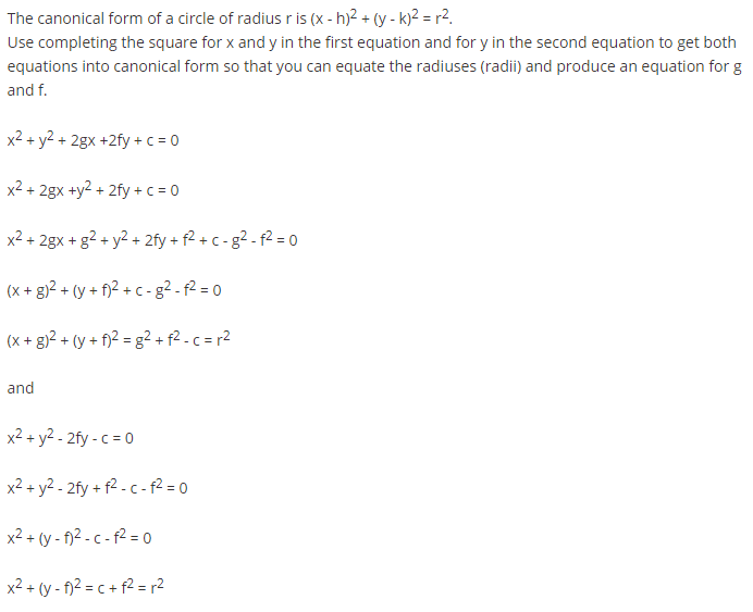 If The Two Circle X 2 Y 2 2gx C 0 And X 2 Y 2 2fy C Have Equal Radius Askiitians