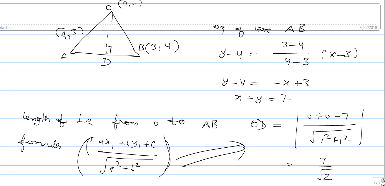 If O 0 0 A 3 4 B 4 3 Are The Vertices Of A Triangle Then Th Askiitians If O 0 0 A 3 4 B 4 3 Are The Vertices Of A Triangle Then Th Askiitians