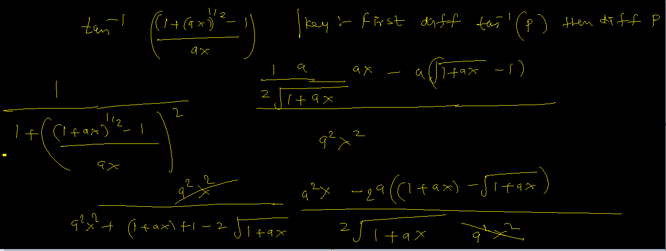 find derivative of arctan(((1+(ax))^(1/2)-1)/(ax)) wit respect to x ...