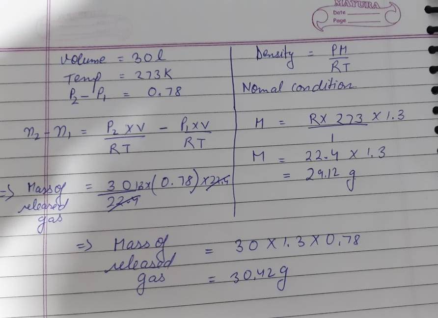 a vessel of volume v=30 l contains ideal gas at the temperature 0degr ...