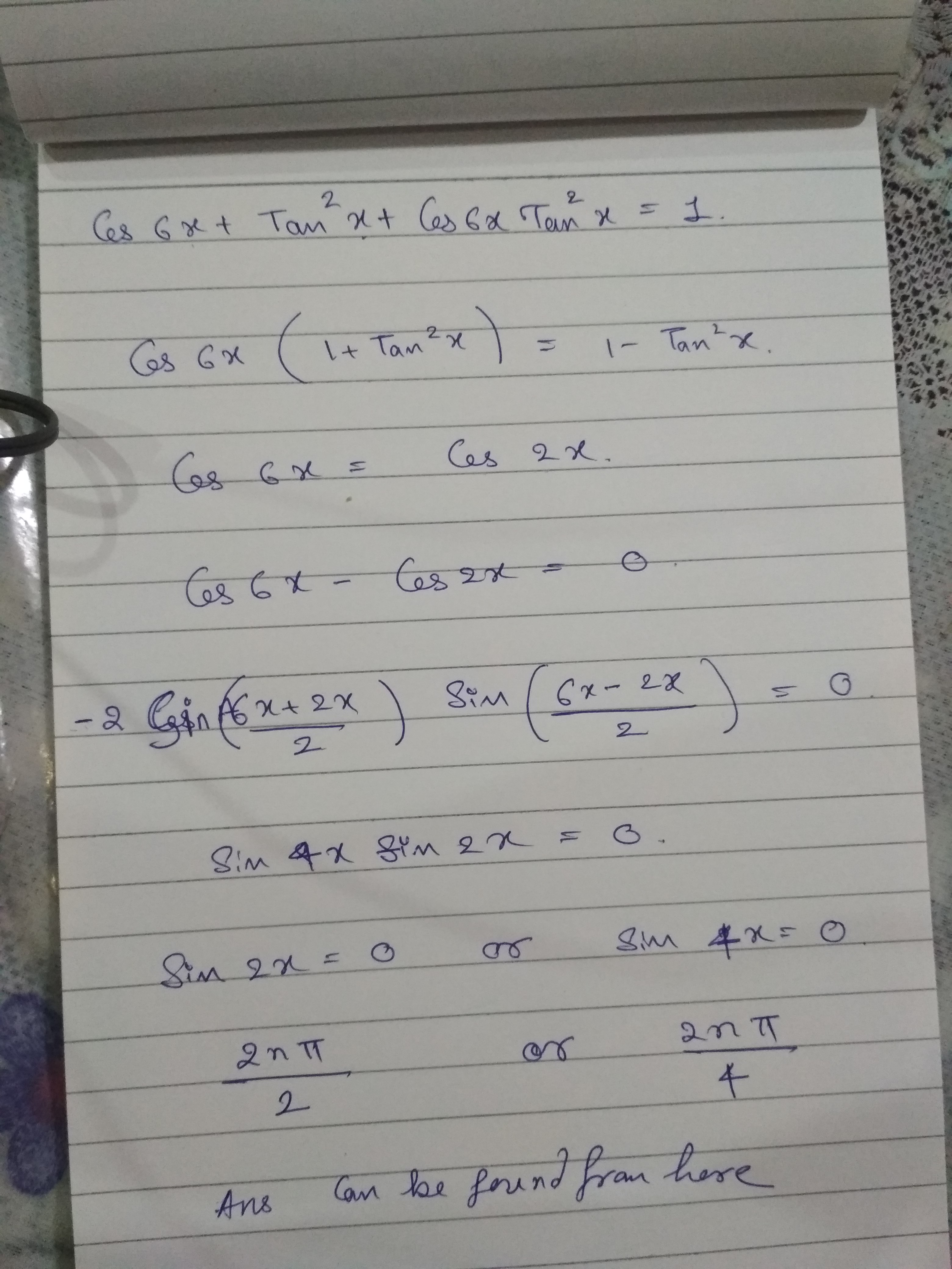 Find The Number Of Solutions Of The Equation Cos 6x Tan 2x Cos 6x Askiitians