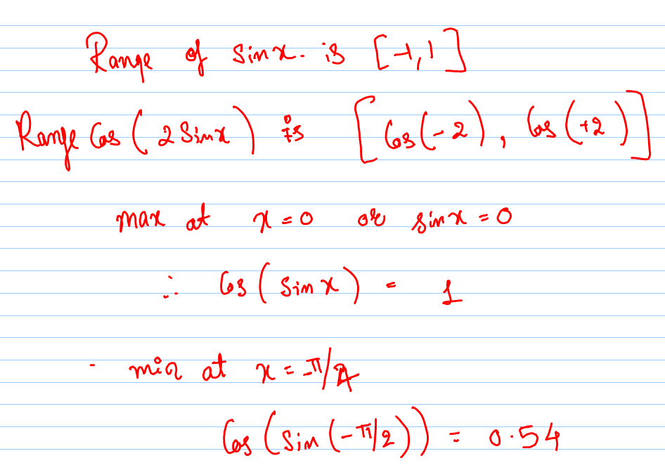 How to find range of y=cos(2sinx) and y= cos(4sinx) askIITians
