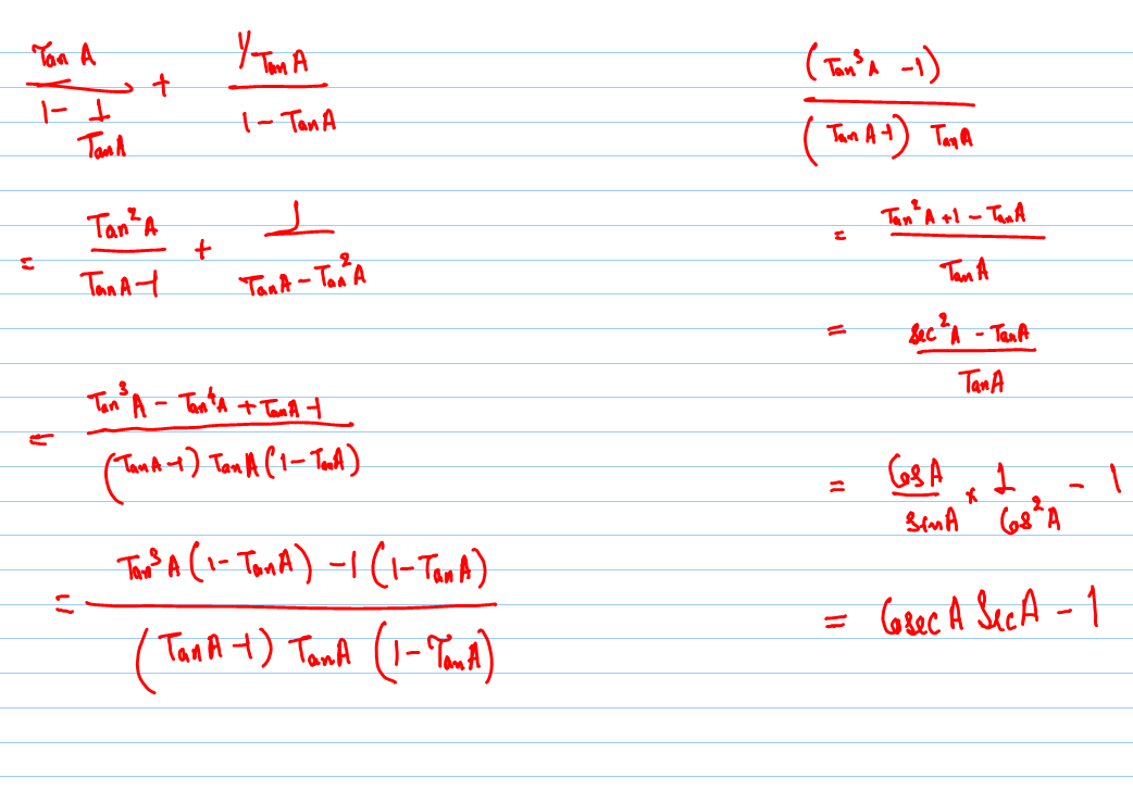 Tan a is divided by 1 cot a + cot a divided by 1 tan a askIITians