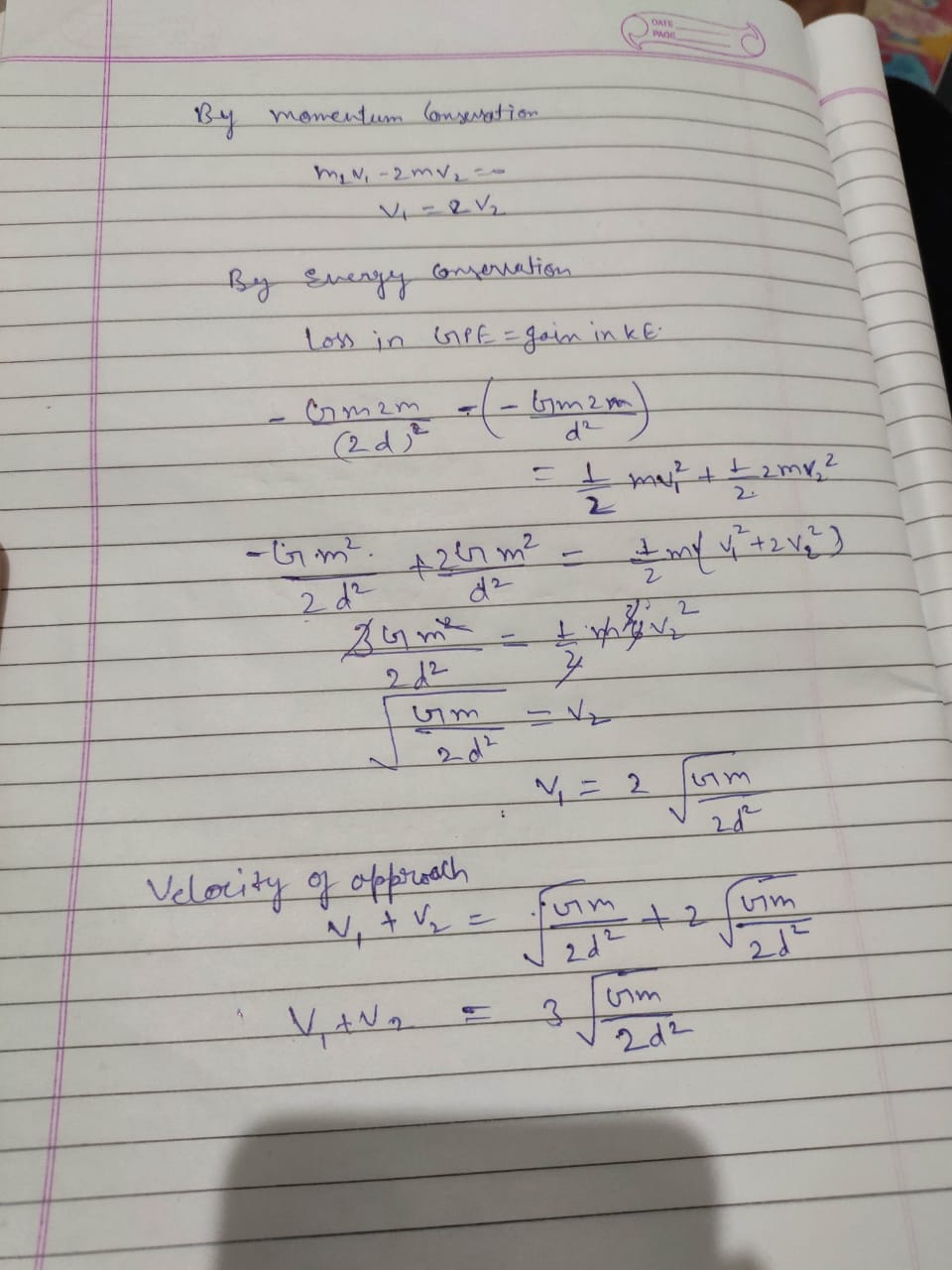 Two particles of mass m and 2m are initially at rest at a separation ...