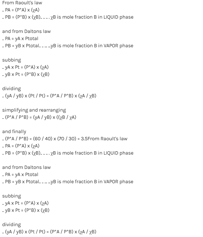 a solution of two liquids a and b with 30 mole per cent of a is in eq ...