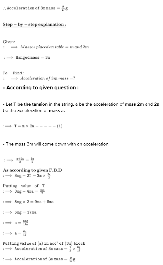 Two particles of masses m and 2m are placed on a smooth horizontal ta ...