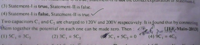 Question image for two capacitor c1 and c2 are changed to 120 to 200