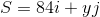 \bas{S} = 84i + yj