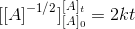 [[A]^{-1/2}]_{[A]_0}^{[A]_t}=2kt