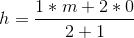 h = \frac{1*m + 2*0}{2+1}