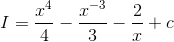 I = \frac{x^4}{4}-\frac{x^{-3}}{3}- \frac{2}{x}+c