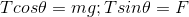 Tcos\theta=mg; Tsin\theta=F