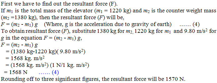 A fully loaded freight elevator has a total mass of 1220 kg. It is re