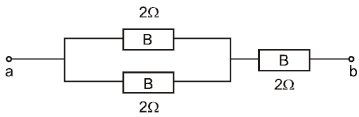 Question image for Three identical bulbs each of resistance 2W are co