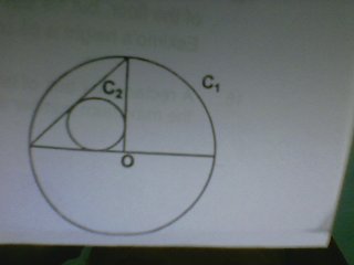 Question image for find the ratio of the area of circle c1 to that of
