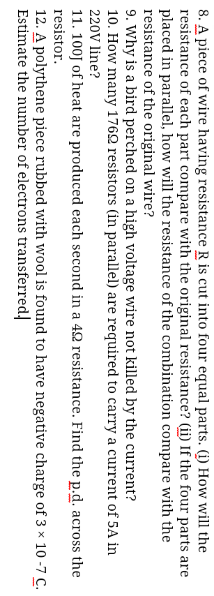 Question image for 8. A piece of wire having resistance R is cut into