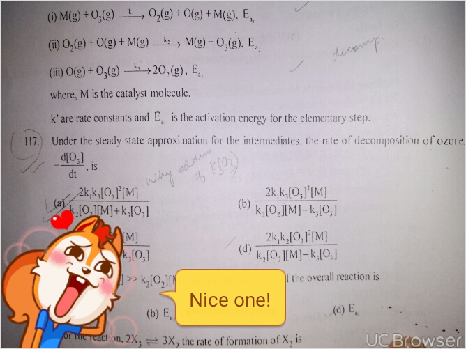 Question image for Please explain questions 117 of chemical kinetics