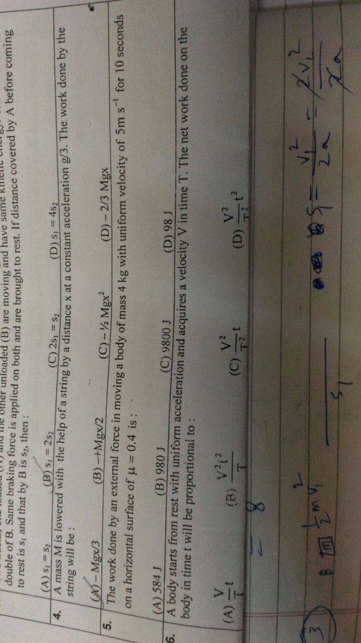 Question image for Q5 pls....here we have to find work done by fricti