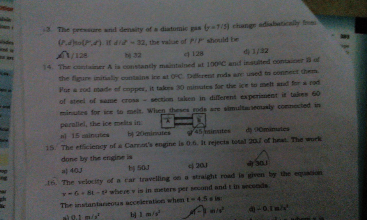 Question image for I need solution for 14th question in the image at