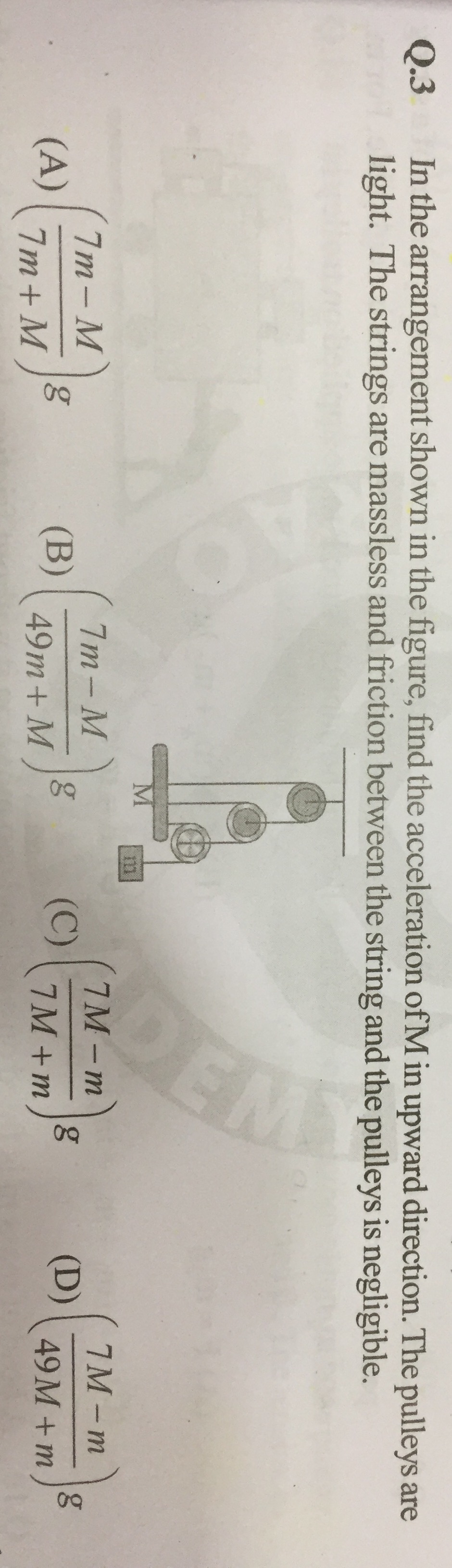Question image for In the arrangement shown in the figure , find acc