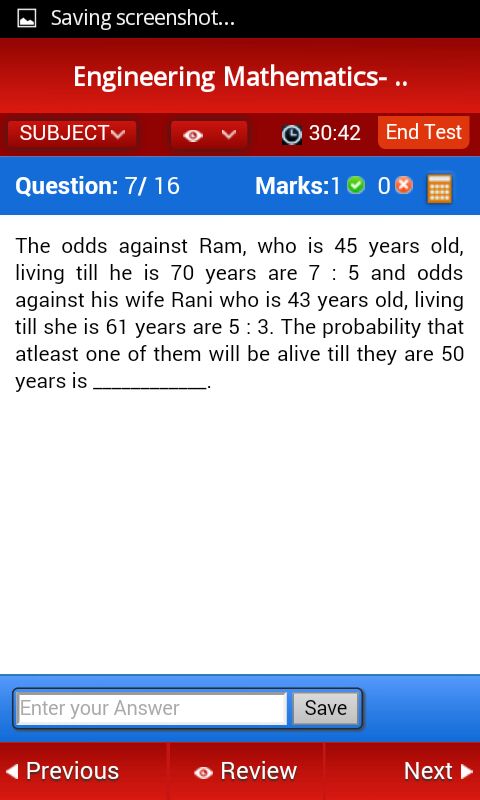 Question image for the odds against ram who is 45 Years old living ti