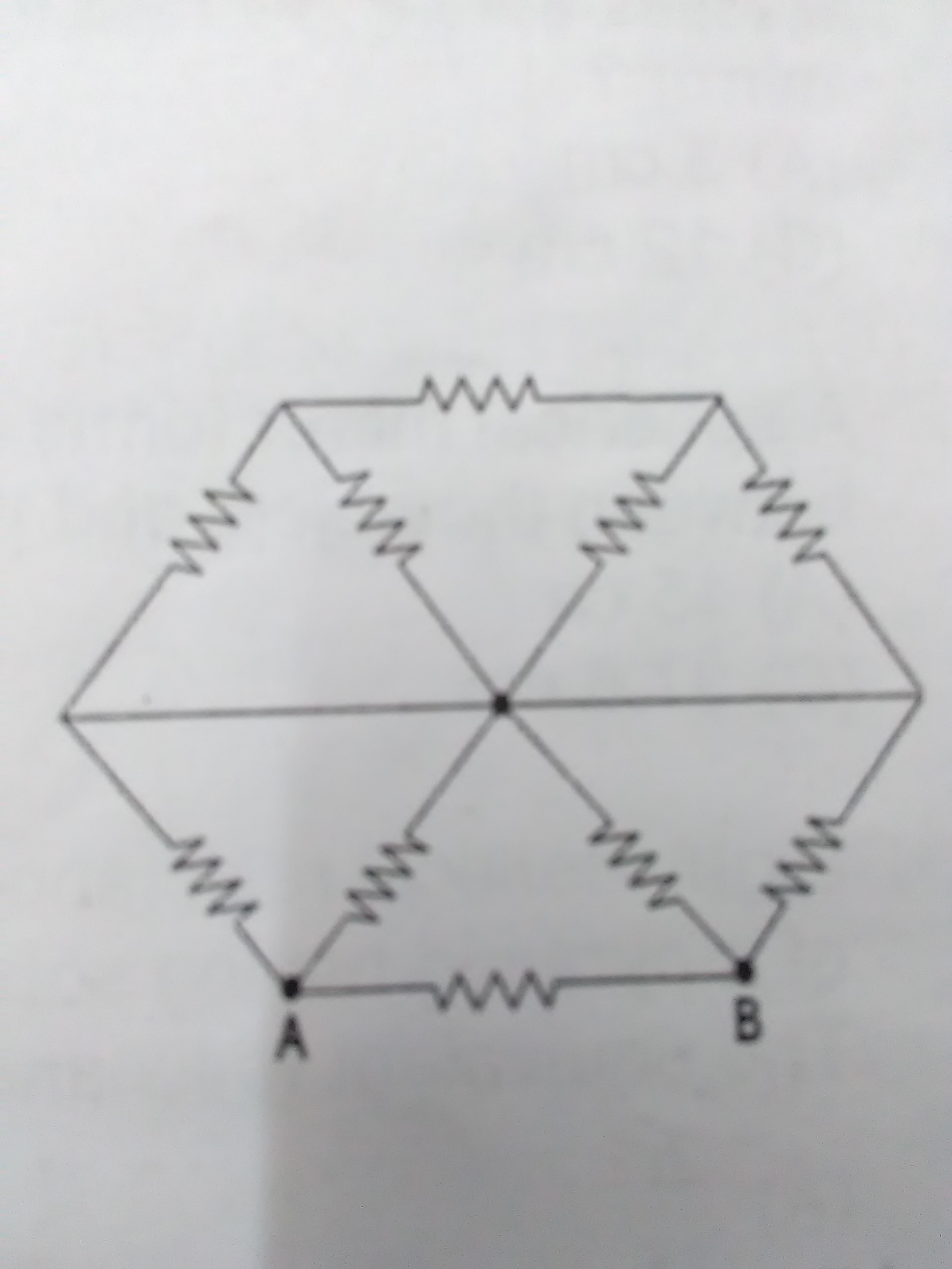 Question image for In the network shown,each resistance is R. The equ