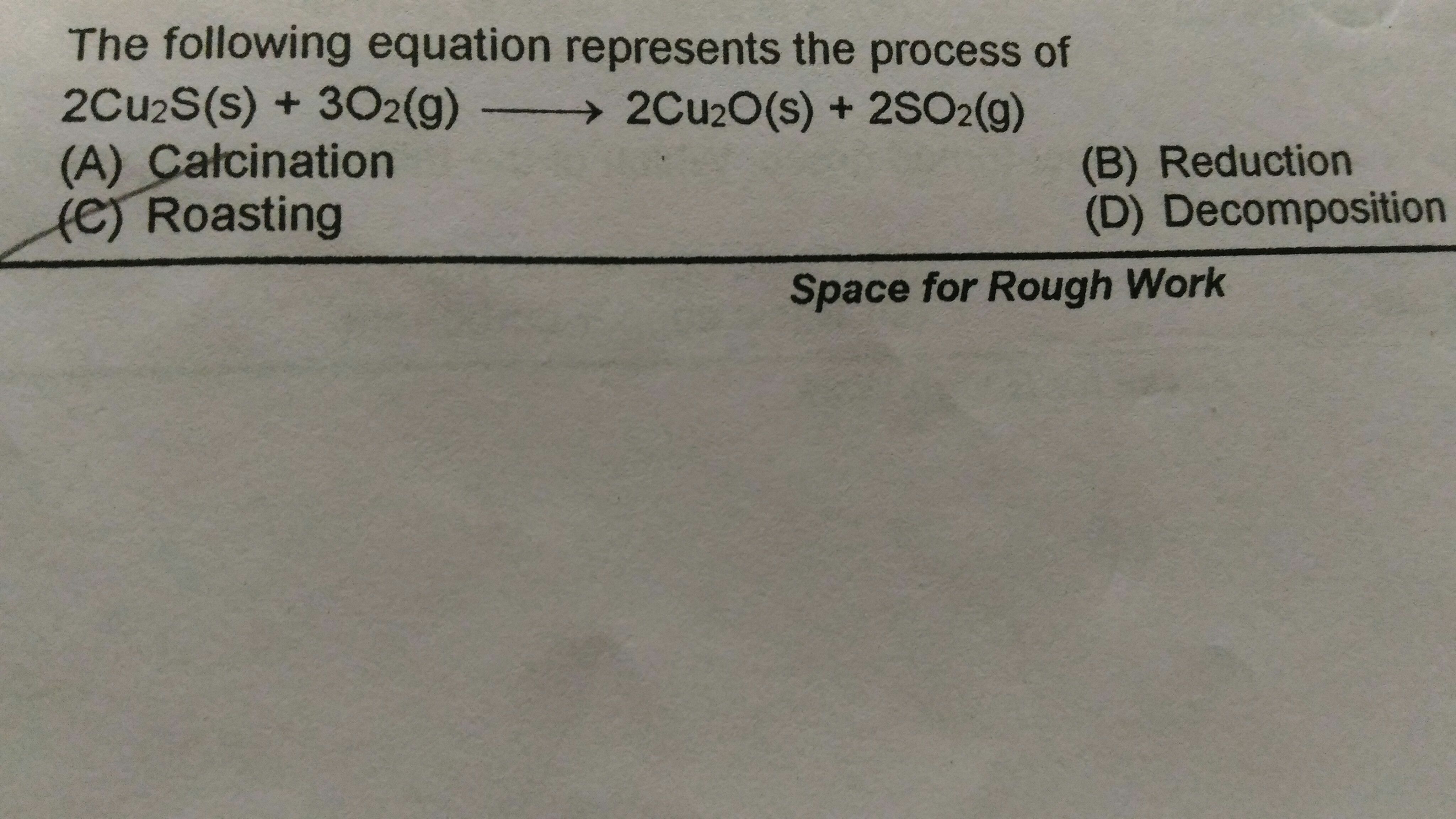 Question image for The following equation represents the process of2c