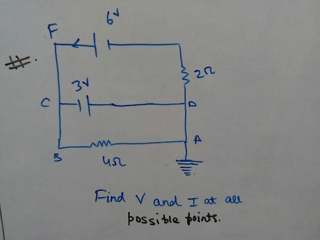 Question image for find value of POTENTIAL (V) AND CURENT(I) at all