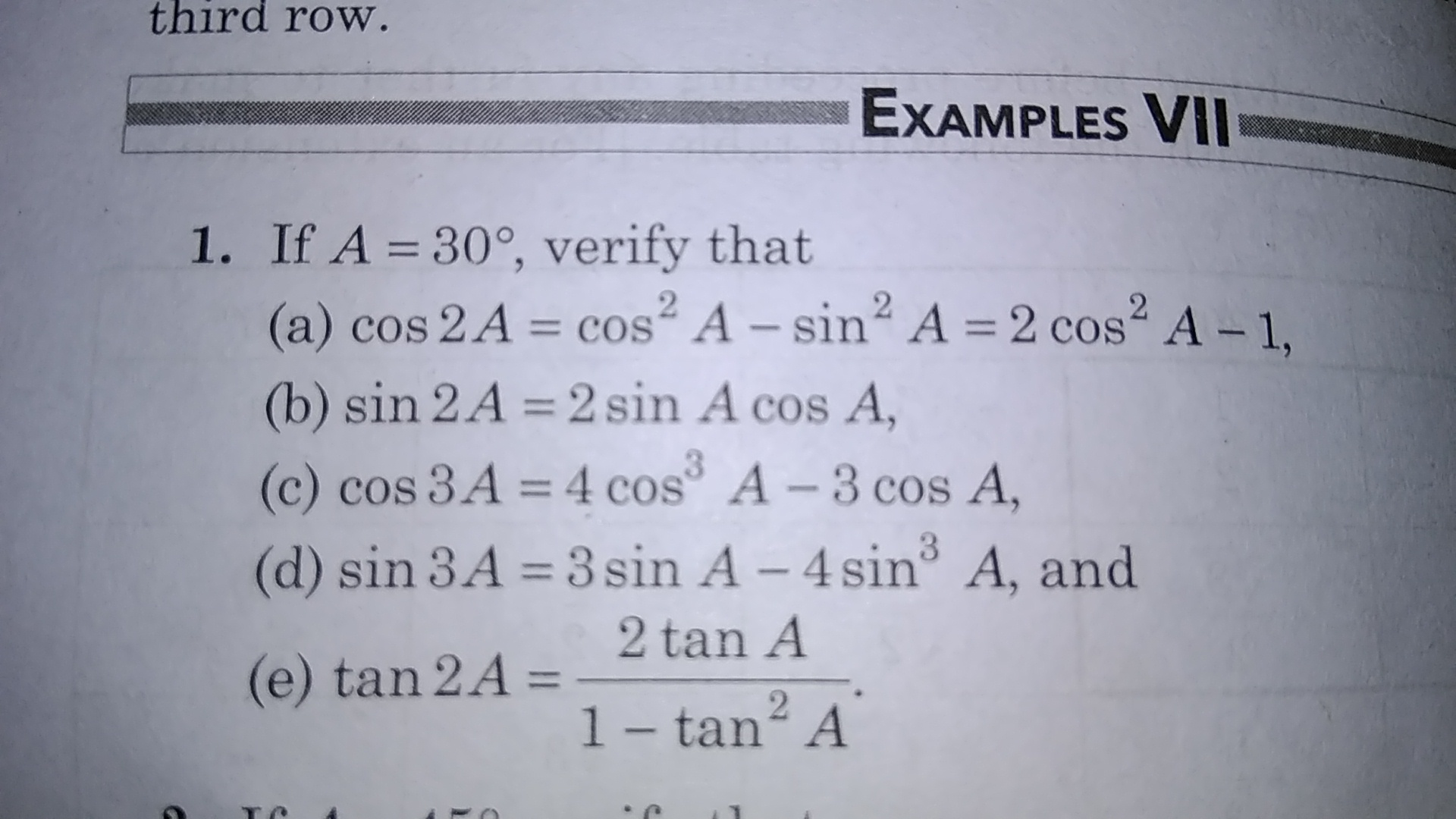 Question image for It is related to check trignometrtrical ratio ,ver