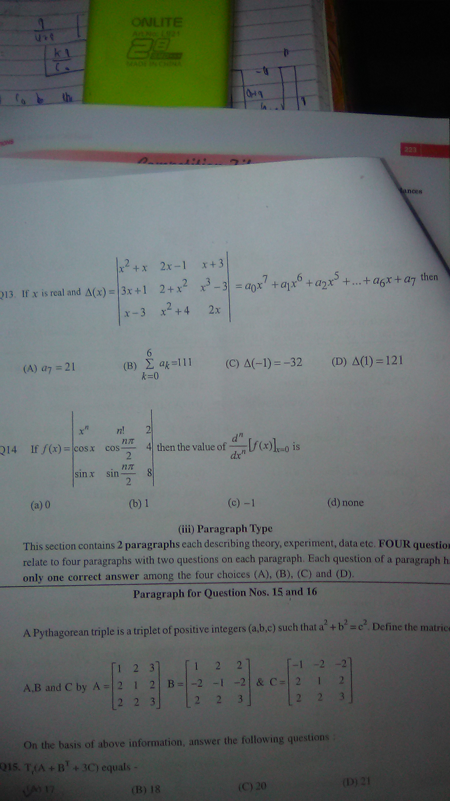 Question image for Please answer Q13 and 14 of this multiple choice t