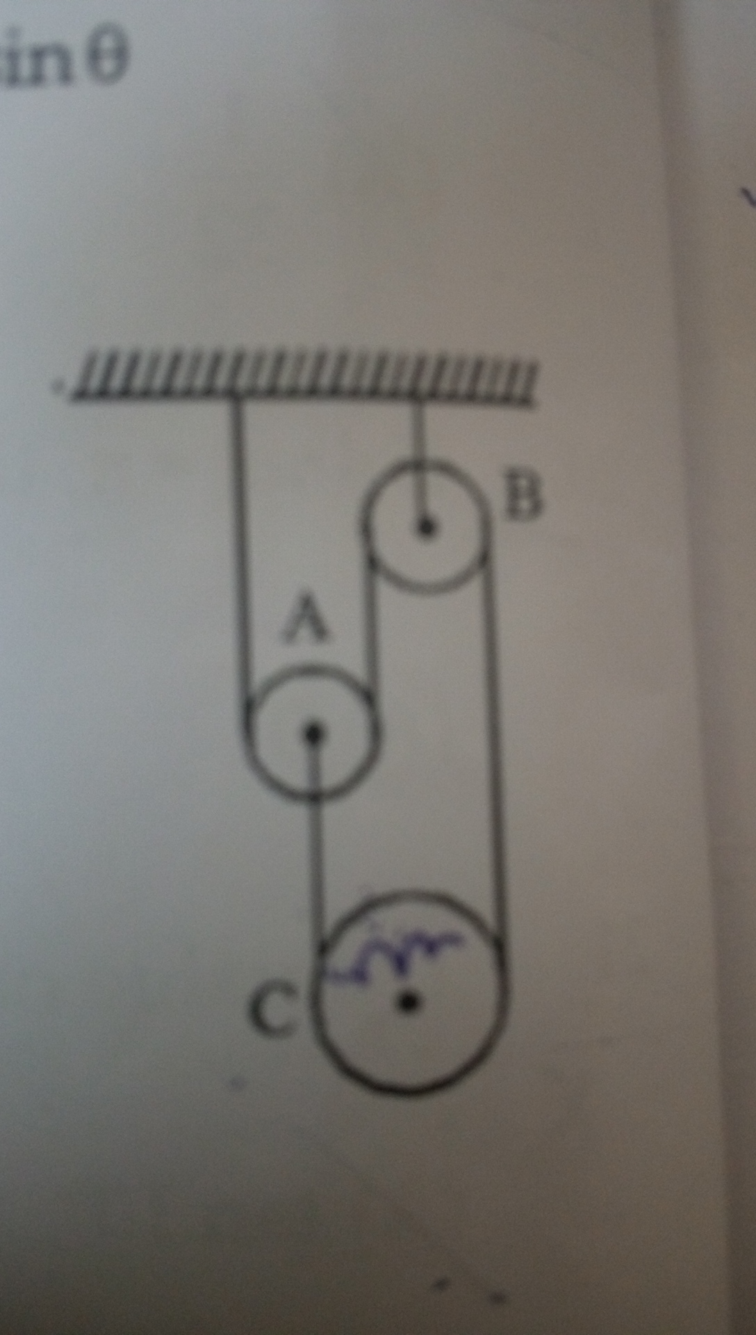 Question image for In the arrangement shown in figure pulleys A and B