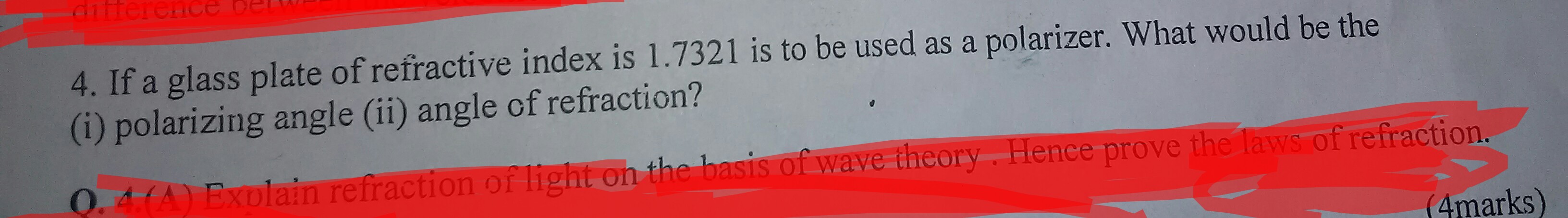 Question image for If the glass plate of refractive index is 1.7321 i