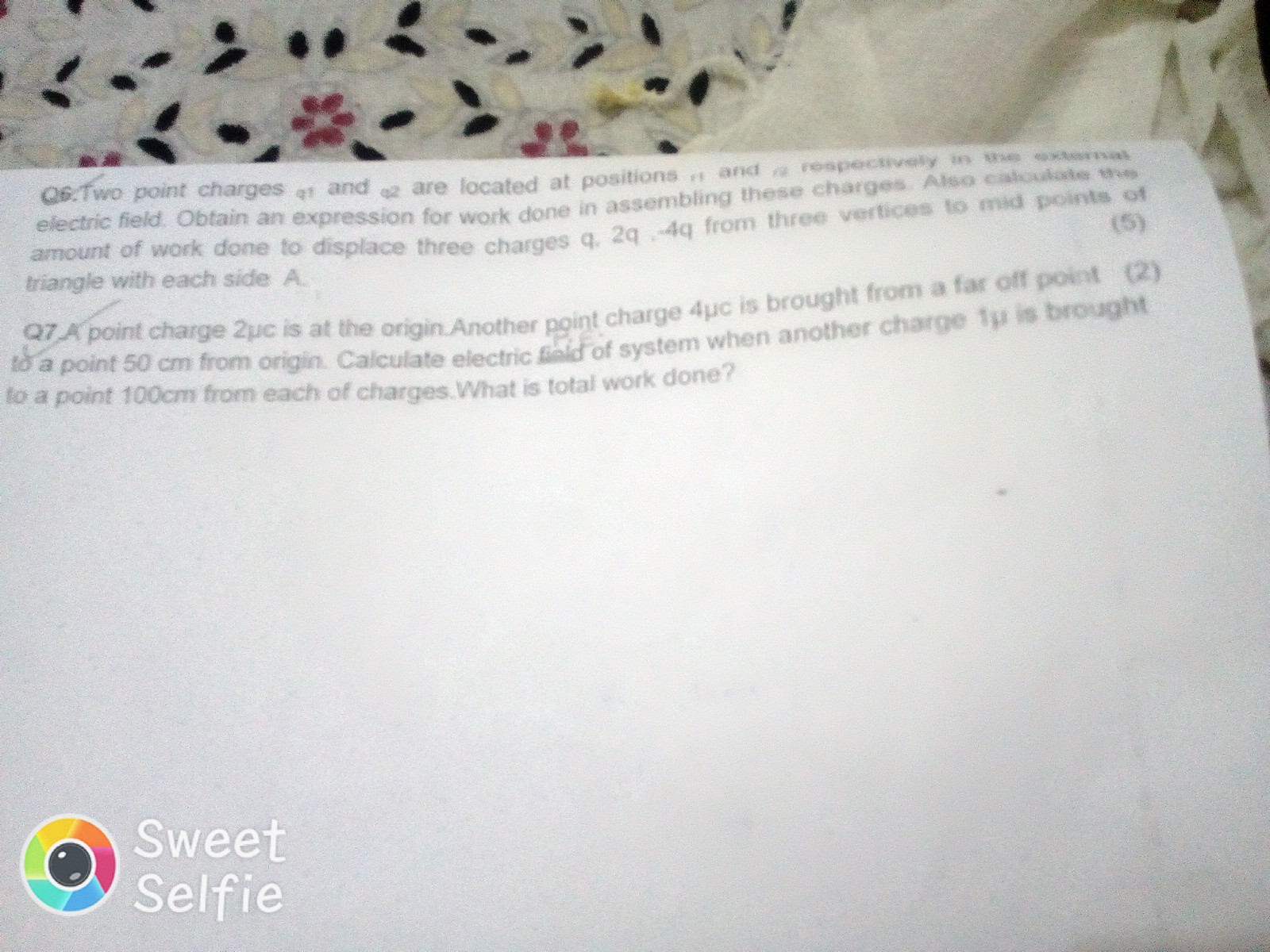 Question image for Calculate the amount of work done to displace thre