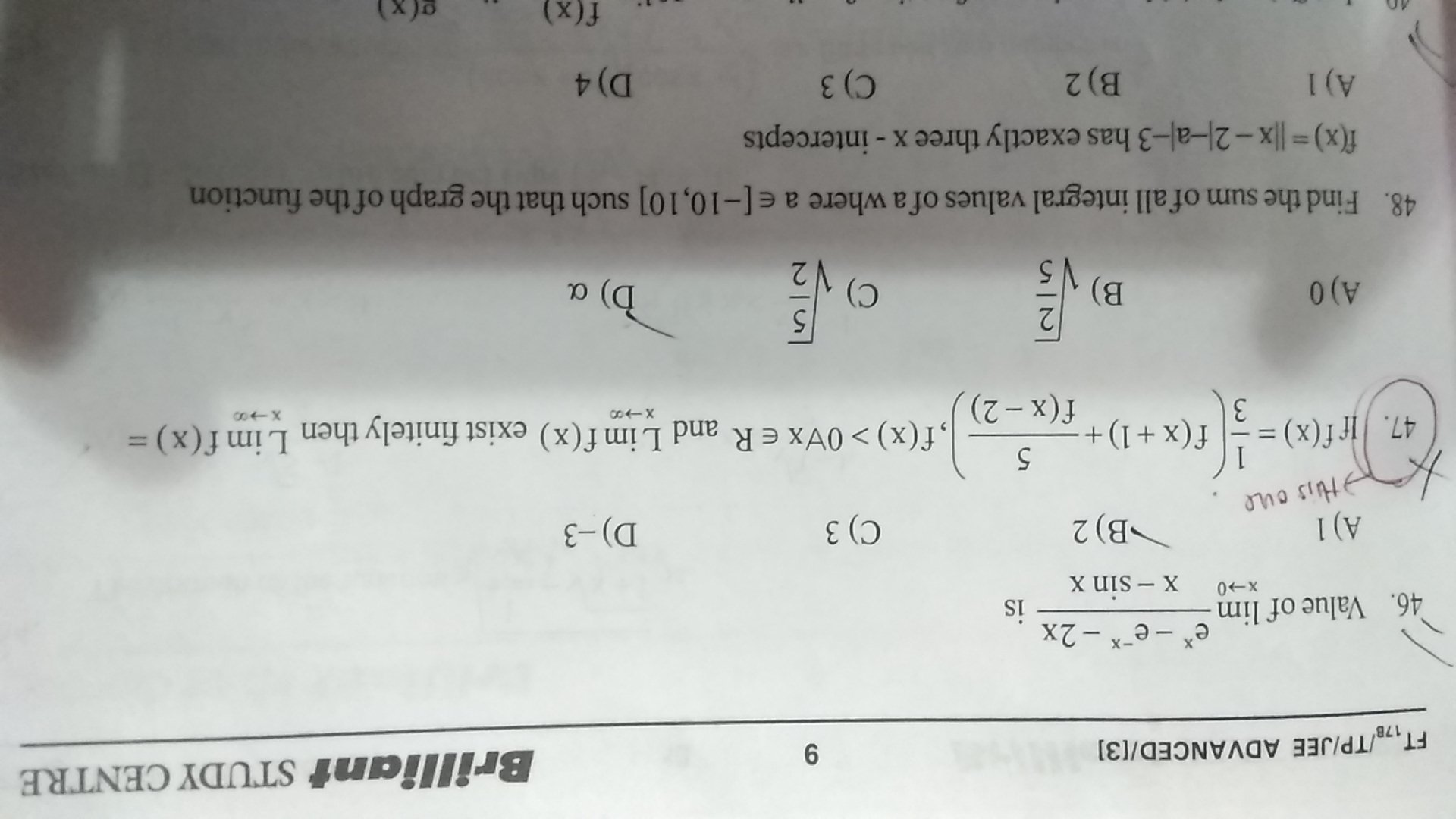 If F X 1 3 F X 1 5 F X 2 F X 0 For All X Element Of R And Lim Askiitians