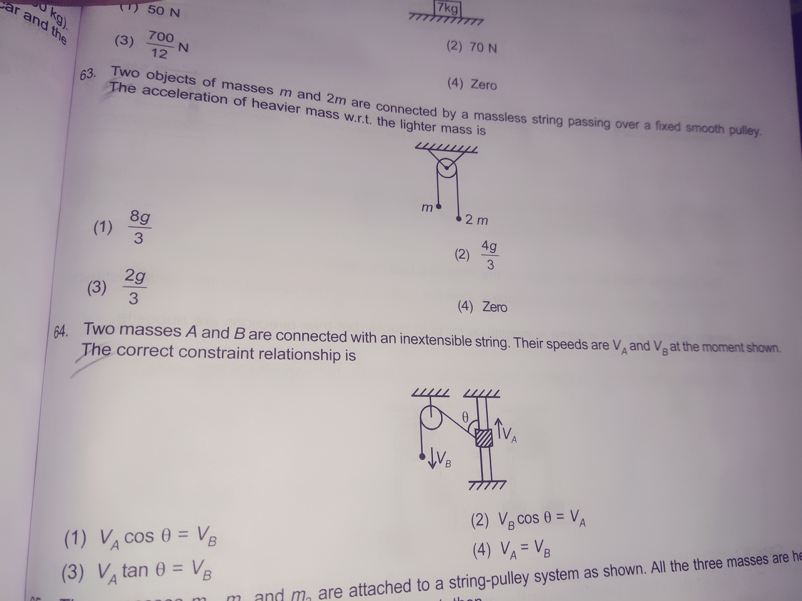 Question image for Please answer both question 63 and 64. From the fi