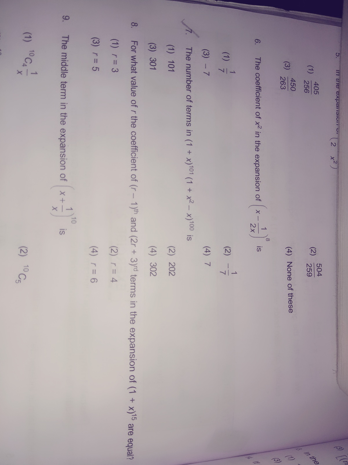 Question image for Please answer 7 and 8 And Q-8 with explanation Thi