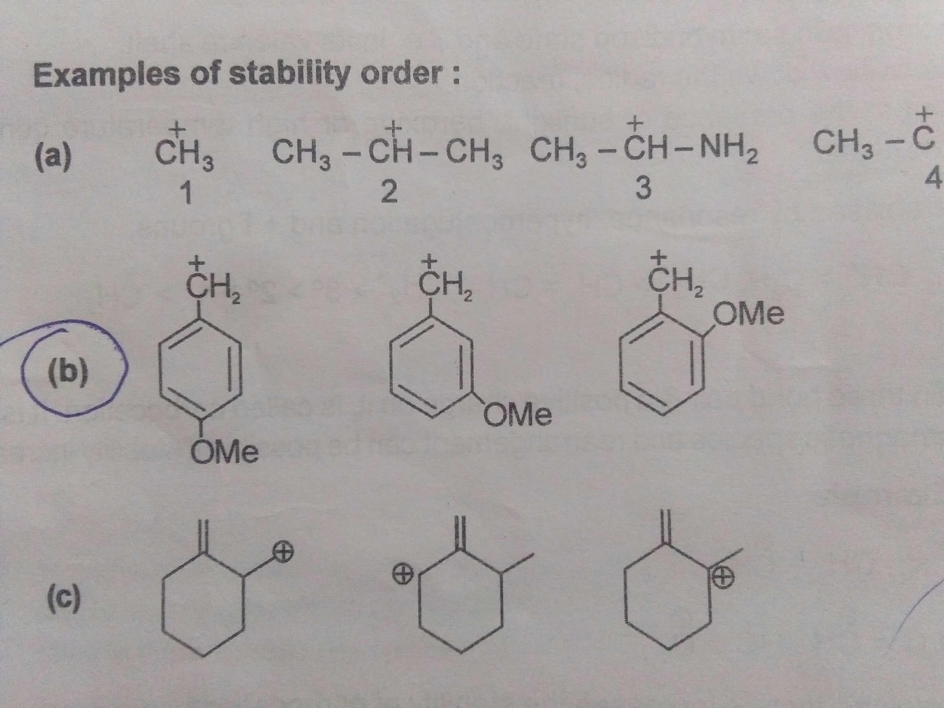 Question image for What is stability order in question b?? Please sol