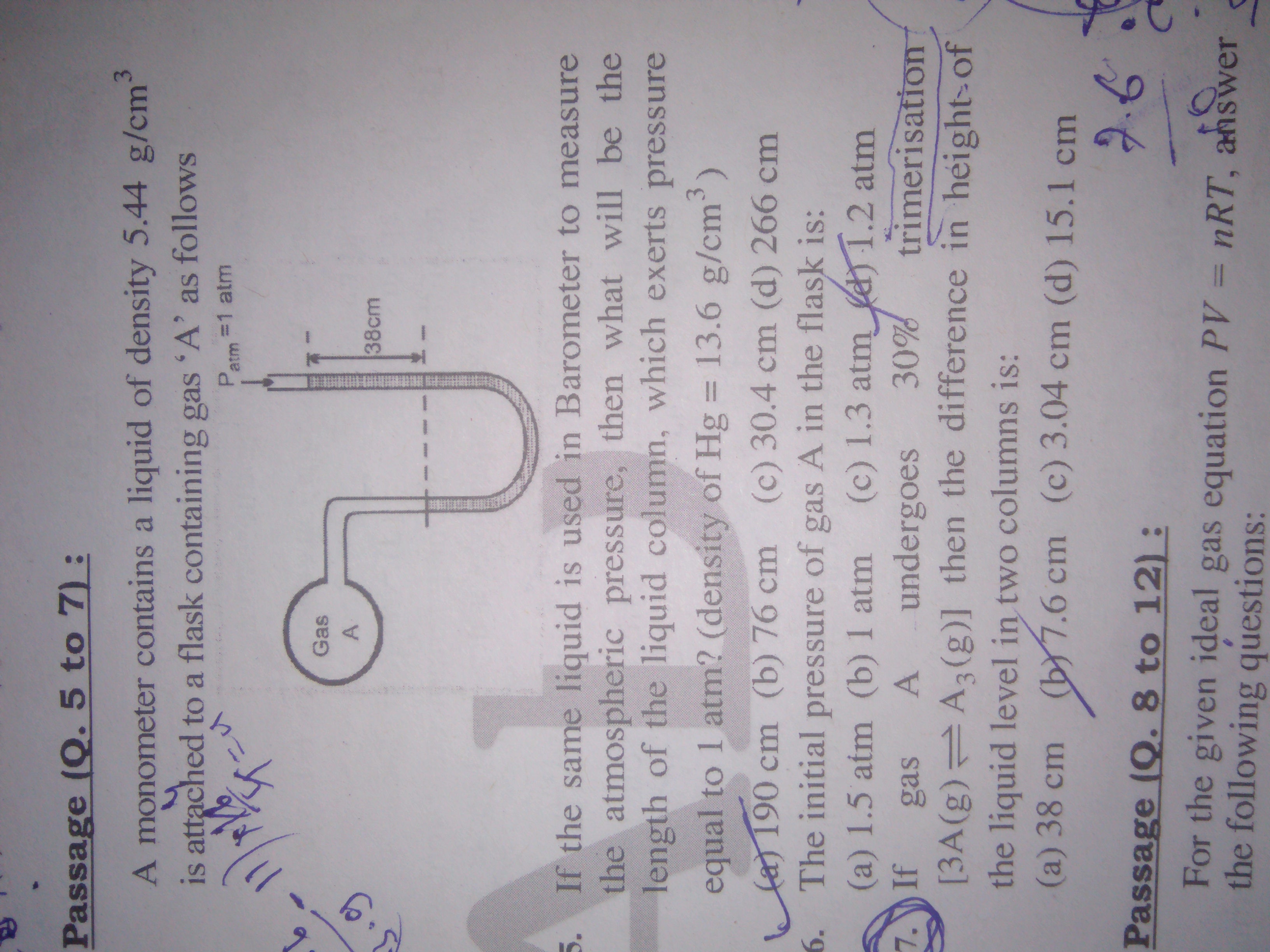 If the same liquid is used in Barometer to measure the atmospheric pre