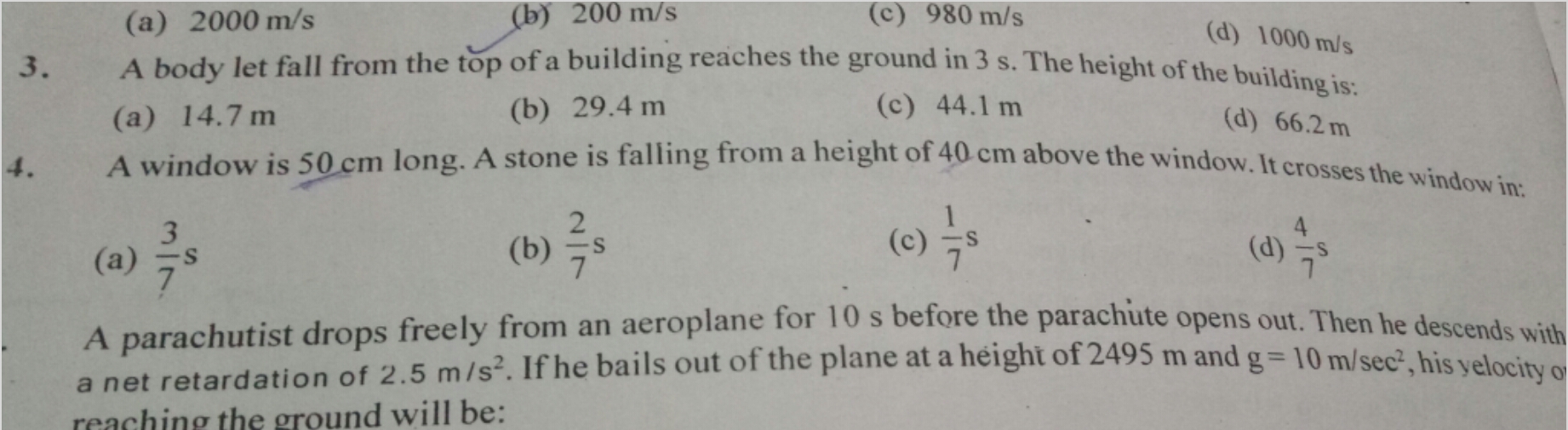 Question image for A body is projected up with a speed `u` and the ti