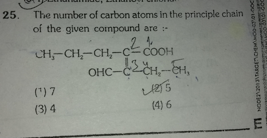 Question image for The number of carbon in the principle chainOf the
