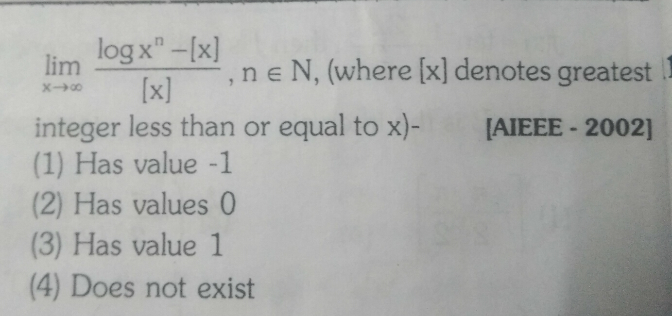 Question image for asking for value of limits options are (1) Has Va
