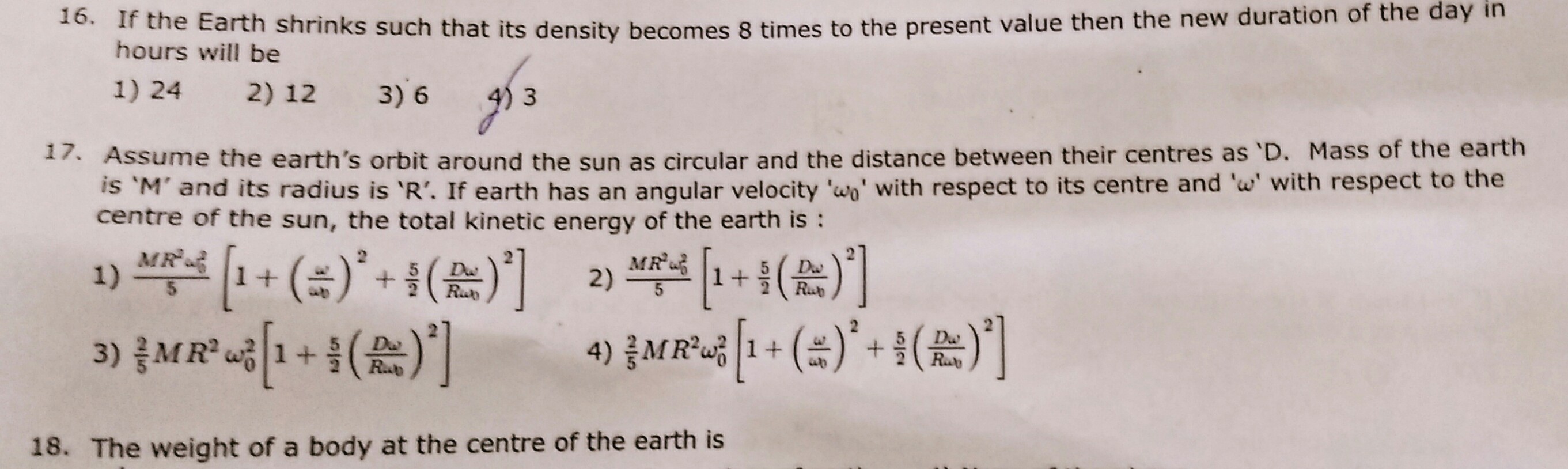 Question image for Assume that Earth`s orbit around the sun as circul