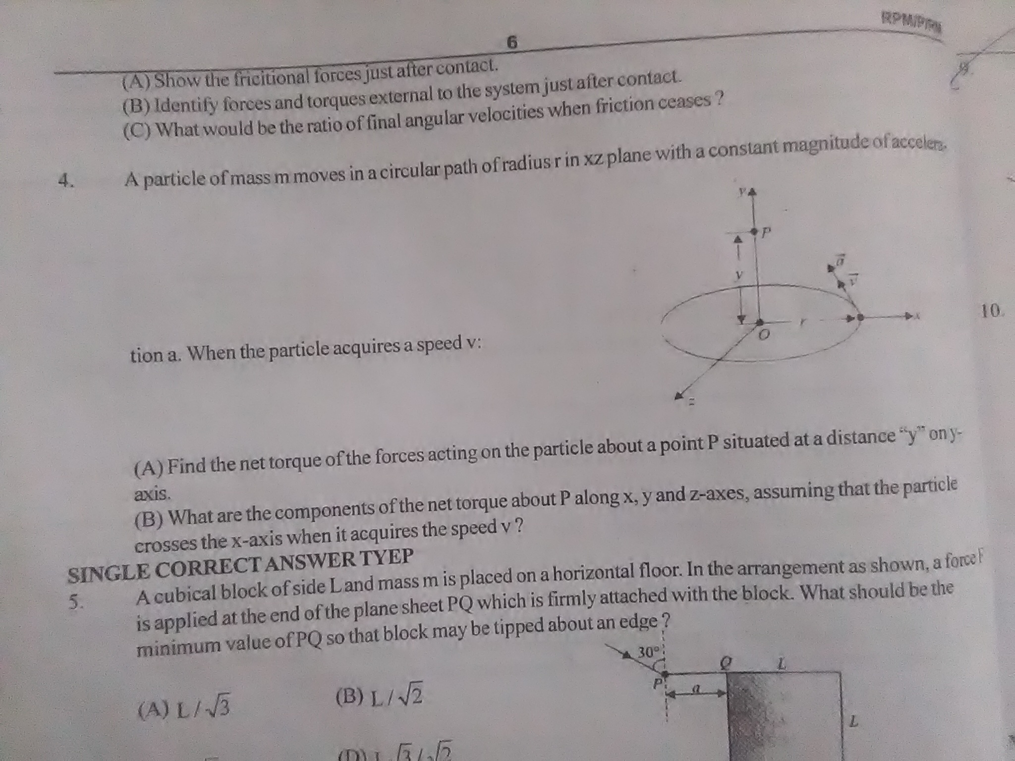 Question image for A particle of mass m moves in a circular path of r