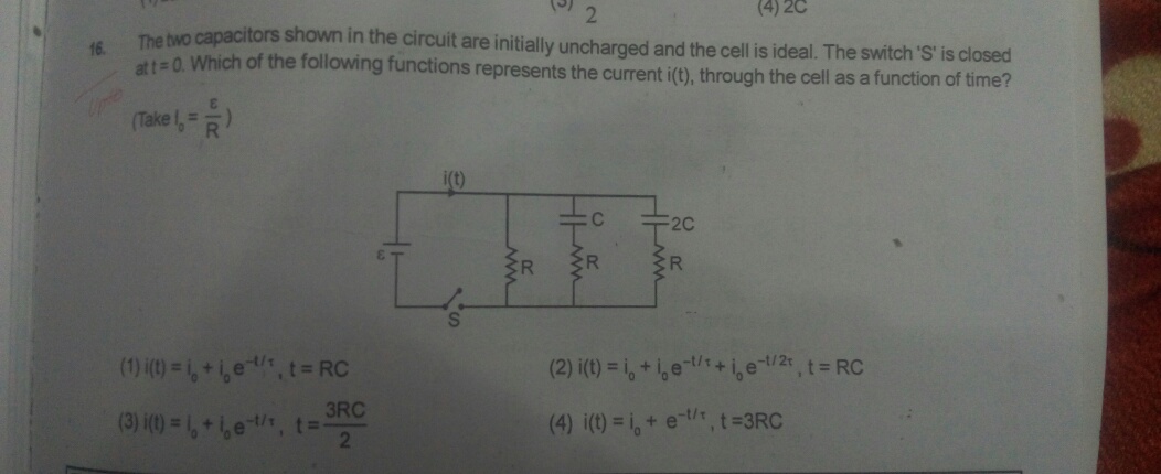 Question image for The two capacitor shown in the circuit are initial