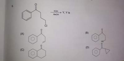 Question image for Rxn with Koi and meoh. According to me option a is