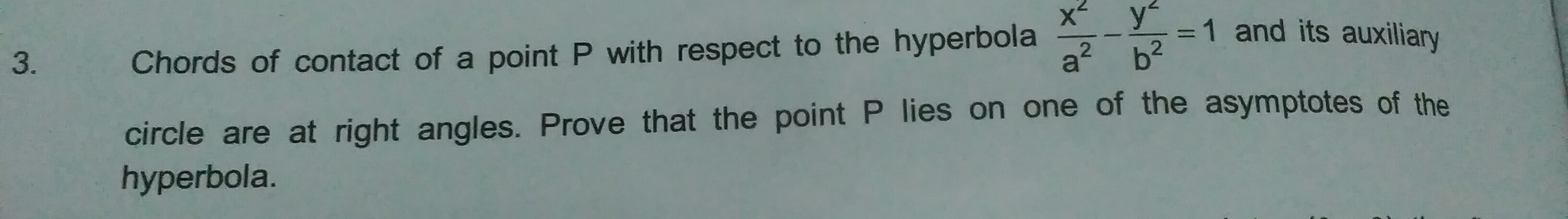 Question image for Chord of contact of a point P with respect to the