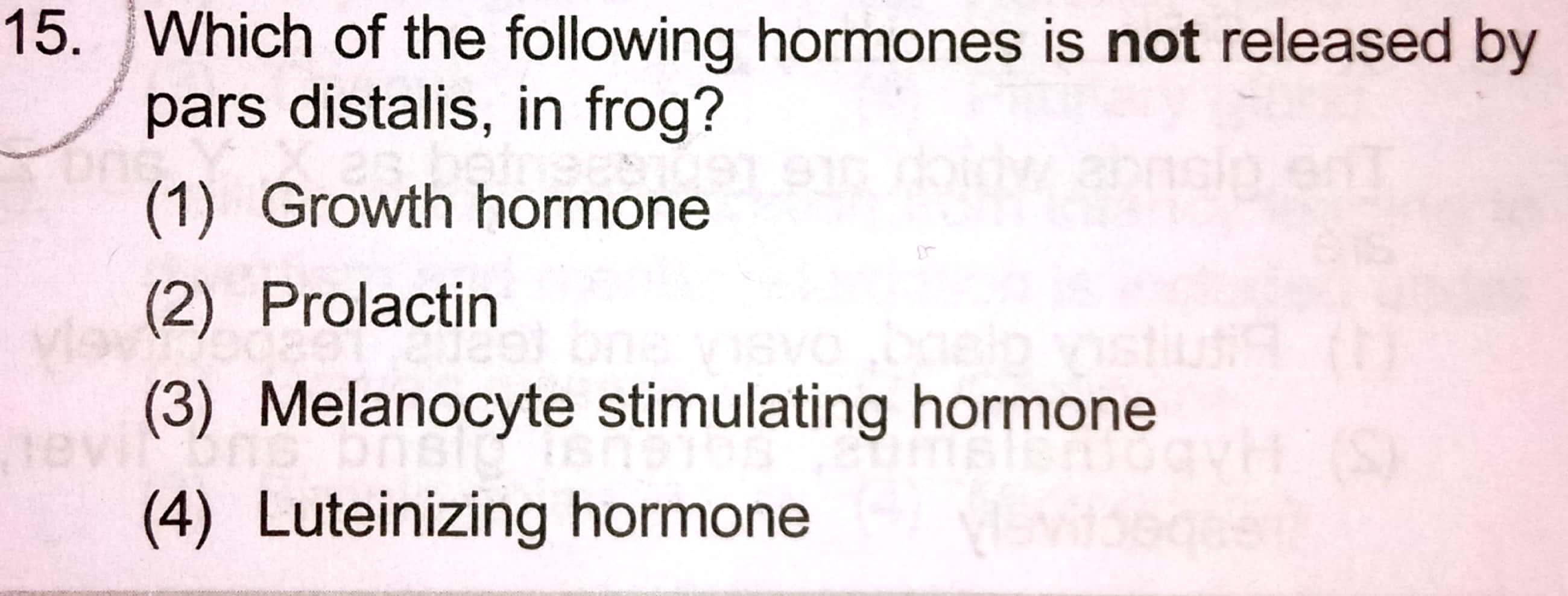 Question image for Endocrine hormone/endocrine system/coordination of