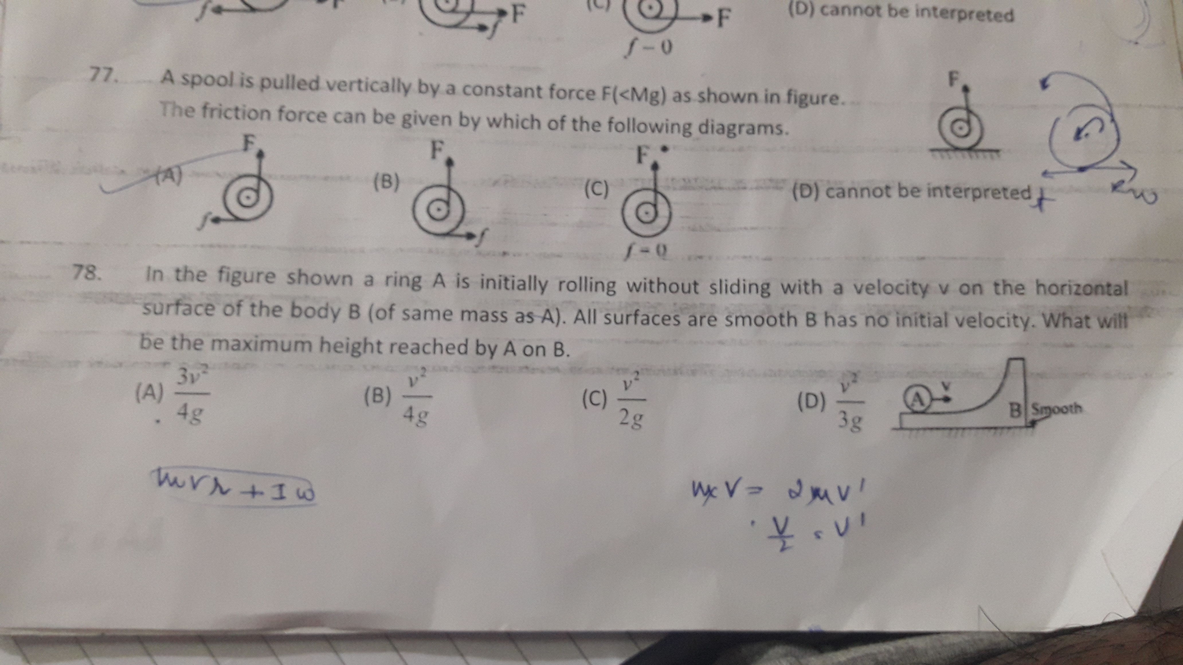Q78 i conserved initial angular momentum but for final angular mom